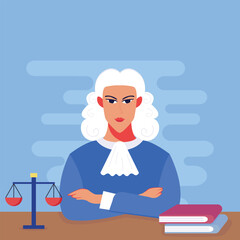 illustration vector graphic of a white-haired female judge, perfect for international day, women judges, celebrate, greeting card, etc.