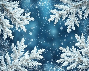 Frosty Blue Winter Frame with Snowflakes and Icy Accents