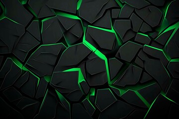 Abstract black background with green accents, futuristic design elements, and geometric patterns, perfect for technology and gaming themes.
