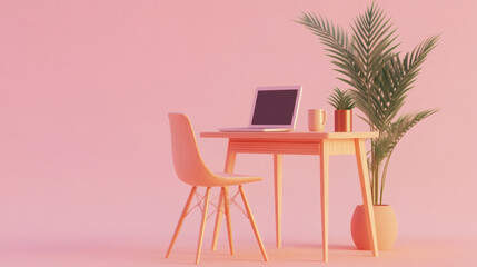 office working room interior with stylish wooden table and chairs