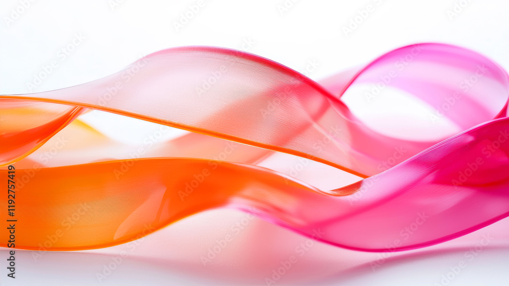 Aufkleber curved pink and orange plastic ribbon swirls creating a vibrant and artistic display of color and te