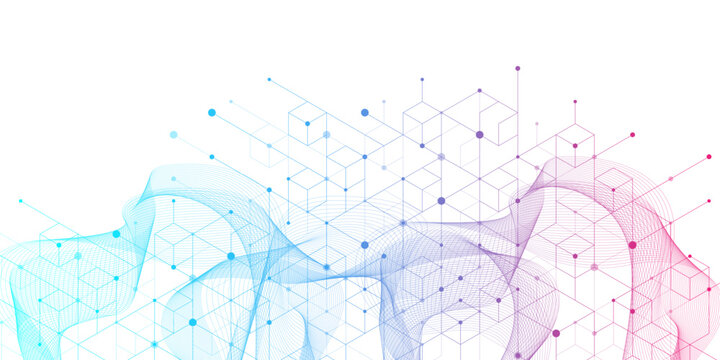 Hexagonal digital abstract background. Technology concept with lines, dots and hexagons for poster, flyer, banner, header, footer, presentation
