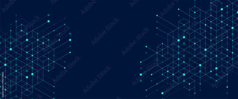 Poster hexagonal digital abstract background. technology concept with lines, dots and hexagons for poster, 
