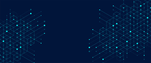 Hexagonal digital abstract background. Technology concept with lines, dots and hexagons for poster, flyer, banner, header, footer, presentation