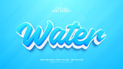 Water text effect, editable blue text style effect