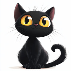 Obraz premium Majestic Black Cat with Amber Eyes