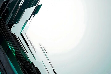 Obraz premium Abstract black background with green accents, futuristic design elements, and geometric patterns, perfect for technology and gaming themes. 