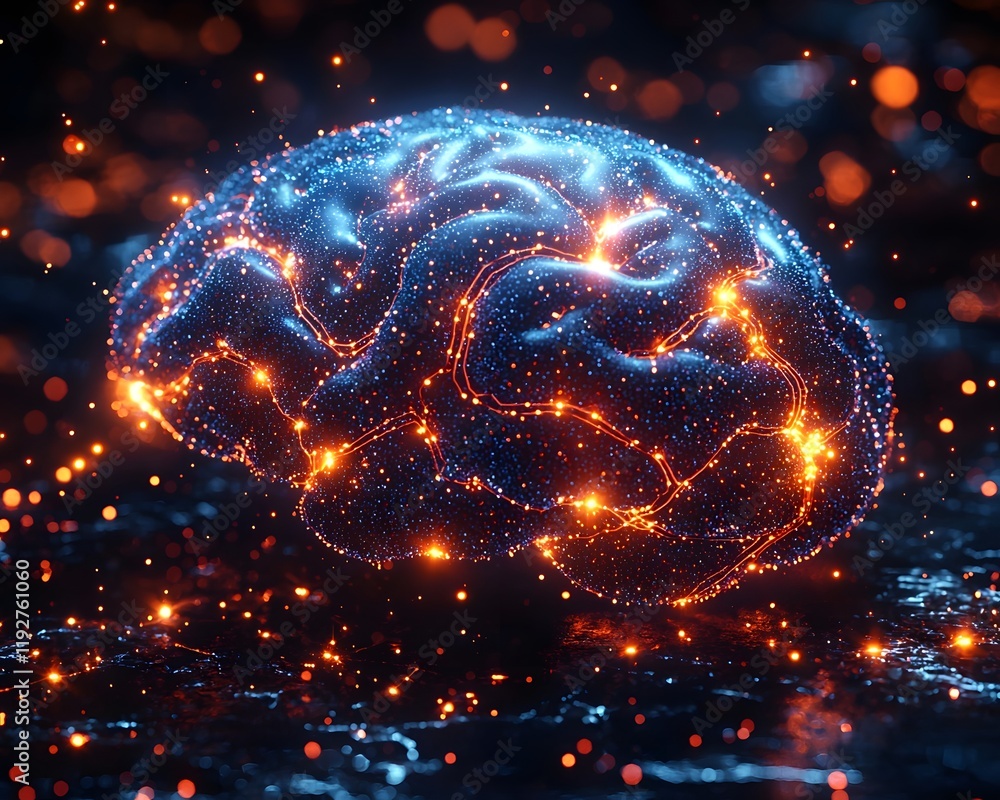 Poster vibrant pulsing neural network glowing concept visualization