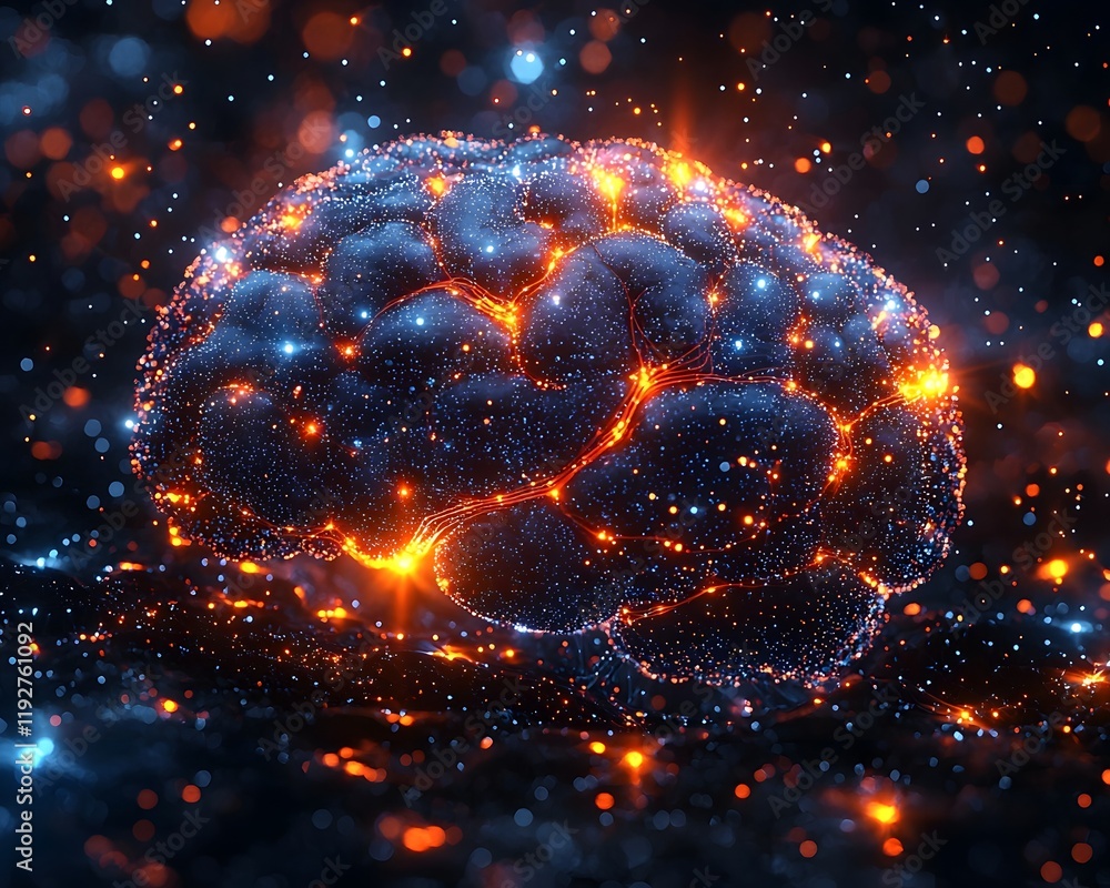 Poster pulsating digital brain vibrant neural network representing intelligence concept