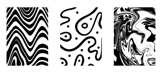 Abstract Black and white poster design with liquid background vector illustration