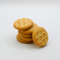 Peanut butter cookies stack on gray background