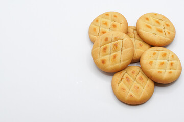 Peanut butter cookies on white background
