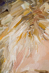 Embossed pasty oil paints and reliefs. Mix of paints.