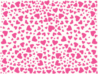 Valentine's Day heart pattern background pink color hearts. Vector Illustration