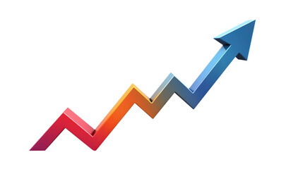 Rising Arrow of Success: A vibrant, multicolored 3D arrow ascends, symbolizing growth, progress, and achievement.  The dynamic design conveys a sense of upward trajectory and positive momentum.