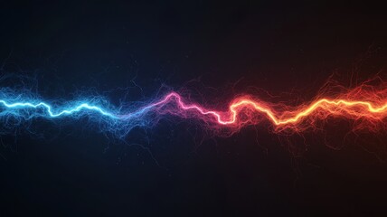 Abstract Energy Stream Blue and Orange Lightning Bolt Digital Art Background