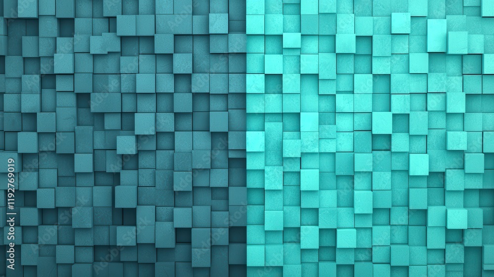Poster abstract teal and turquoise cube blocks texture background design