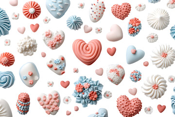Decorative heart-shaped sugar decorations kitchen food photography studio sweet treats