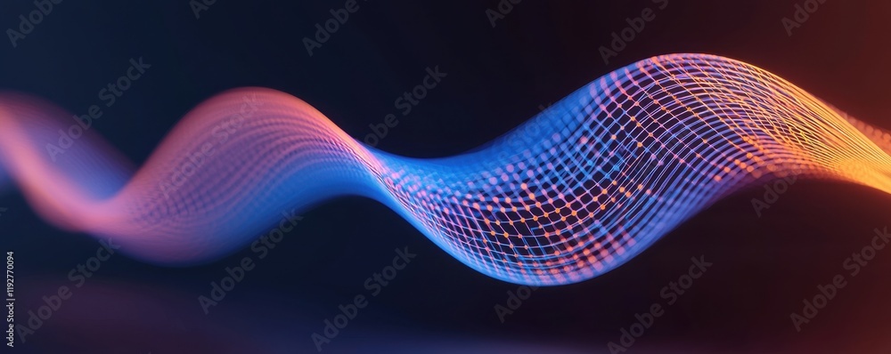 Poster abstract colorful wave digital network futuristic grid data flow technology background