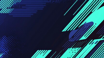 Abstract geometric design with vibrant blue and green patterns