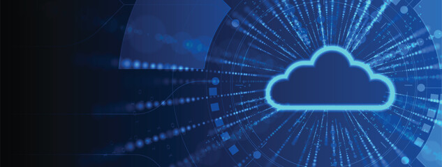 Obraz premium Cloud technology ransfer digital data on circuit board