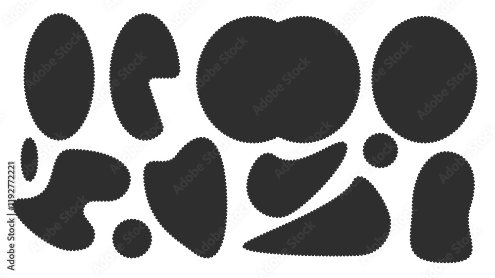 Poster scallop edged frame templates set. oval and irregular shapes. geometry borders with perforation. lab