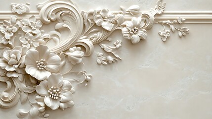 Elegant White Floral Wall Relief Design
