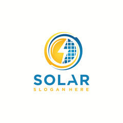 Solar Energy Logo Design, Solar Energy with wind turbine Vector solar energy Logo Template.