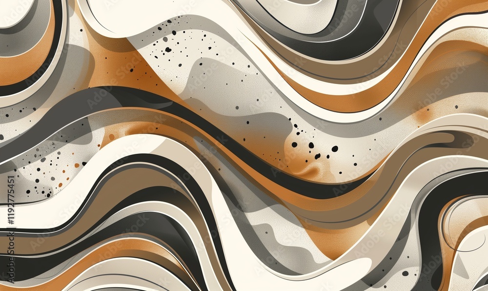 Poster abstract wavy pattern with fluid shapes and gradients in earthy tones, creating an organic feel for 
