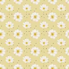 Cherry blossoms pattern on light yellow background for textile and wrapping designs