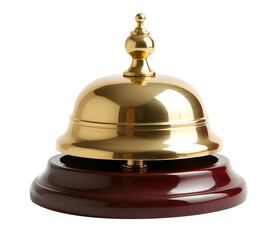Classic Hotel Service Bell: A traditional gold-toned service bell, a symbol of hospitality and service. Its polished surface reflects the light.
