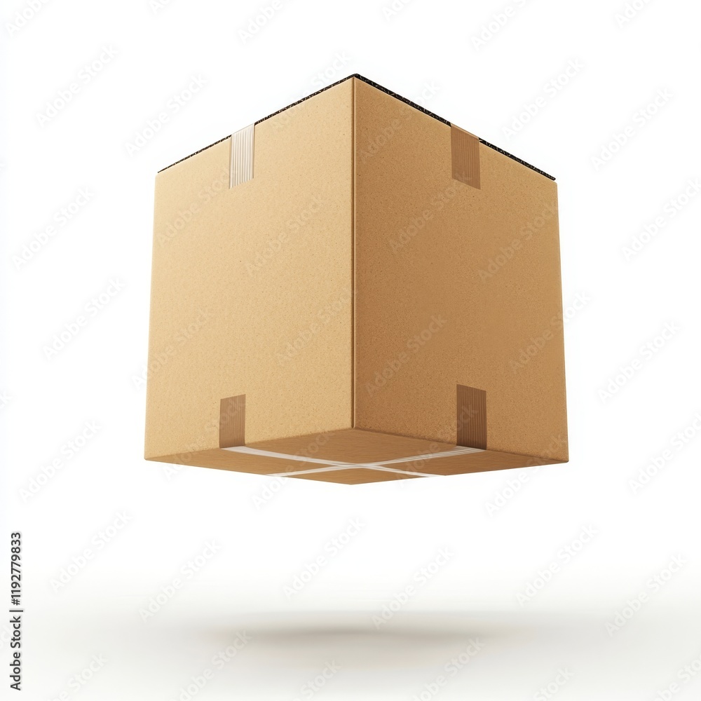 Poster floating 3d carton box with soft lighting and minimal background