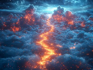 Glowing Pathway of Cultural Icons Connecting Students Worldwide in Education Concept