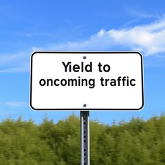 Yield sign for oncoming traffic.