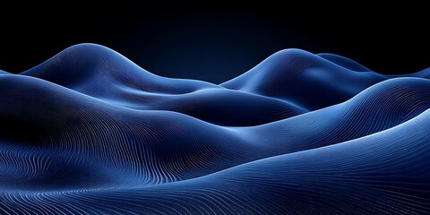 Obraz premium Abstract blue hillscape, dark background, digital art, website banner