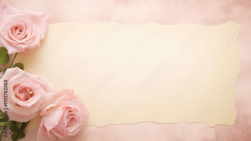 Aufkleber elegant soft pink roses with blank space for text or display on a gentle blurred background for invi