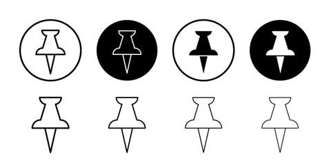 Push pin icon linear logo isolated
