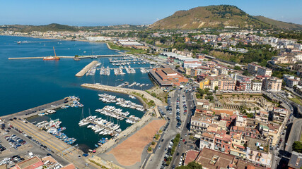 Obraz premium Aerial view of the marina located in Pozzuoli, near Naples, Italy.