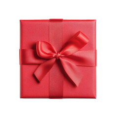 Beautifully Wrapped Red Gift Box with Delicate Satin Ribbon