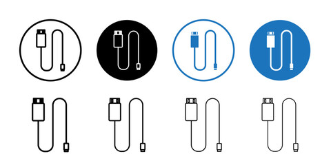 USB cable icon linear logo isolated
