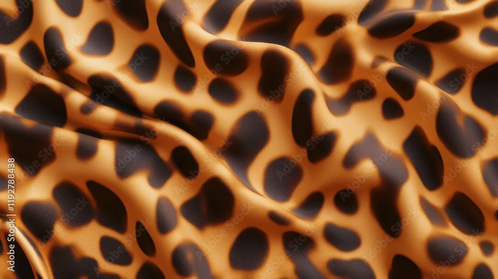 Poster close-up of leopard print fabric with wavy texture and bold patterns