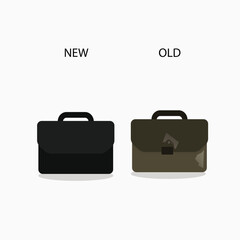 Old vs new bag vector design illustration office bag backpack.