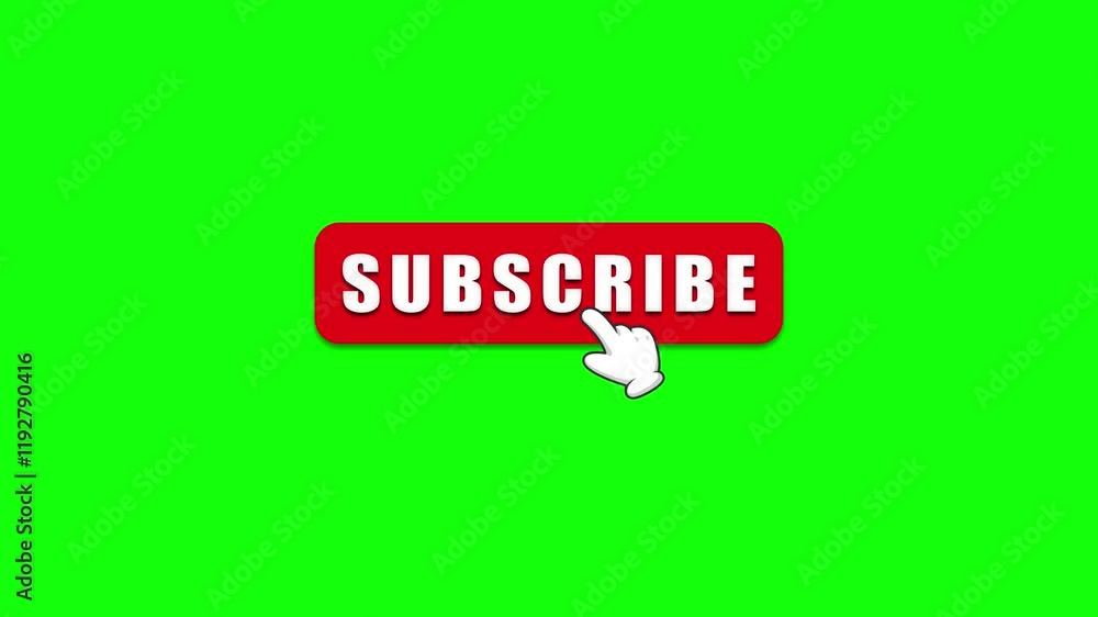 Poster pop up button animation of subscribe with cursor hand on transparent background.