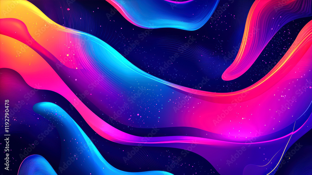 Aufkleber fluid shapes blend in a vibrant dance of colors across an abstract background, creating a captivatin