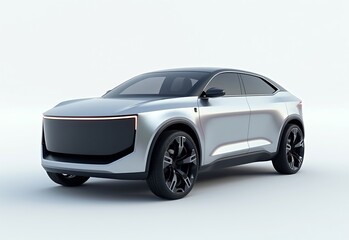 Fototapeta premium Silver Electric Truck for 2040: Futuristic Design with Zero Emissions