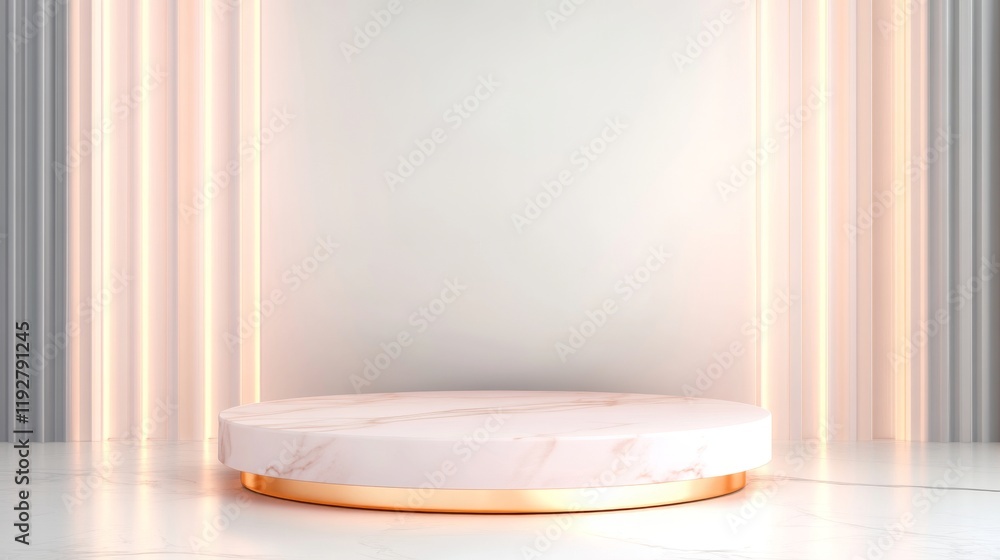 Poster elegant round platform with soft lighting for product showcase