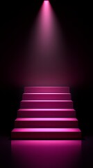 Obraz premium Pink Staircase with Spotlight in Dark Background for Creative Use