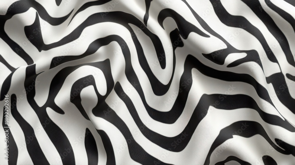 Aufkleber black and white zebra print fabric with abstract wavy pattern design