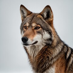 Fototapeta premium A majestic red wolf on a white background.