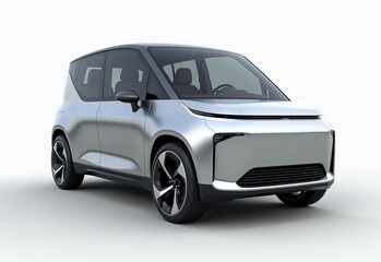 Obraz premium Futuristic Silver Electric Truck for 2040 with Clean Background 